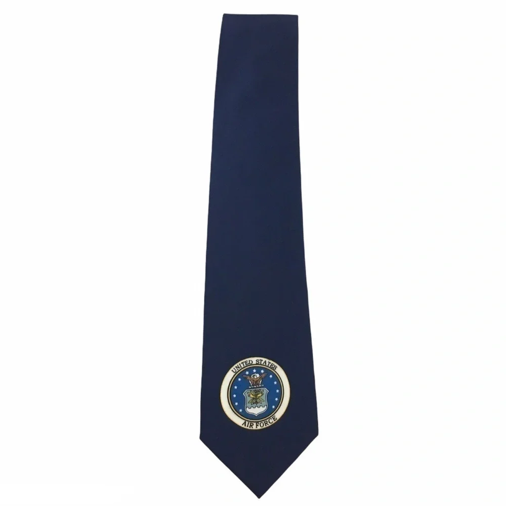 United States Air Force Tie Logo Emblem Eagle Stars Navy Blue Military Parquet